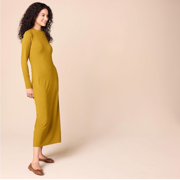 Daily Ritual Large  Ribbed Long Sleeve Maxi Dress - NWT - Picture 2 of 7